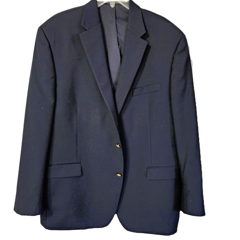 Lauren Ralph Lauren Mens Classic 100% Wool Navy Blazer With Gold Buttons SZ 46R